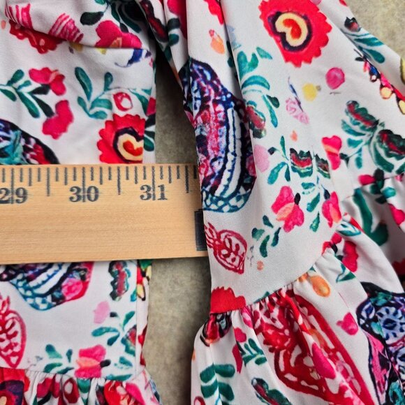 Boho Womens Loose Swing Dress Multicolor Floral Print 6XL Polyester V-Neck Bell - Picture 7 of 7